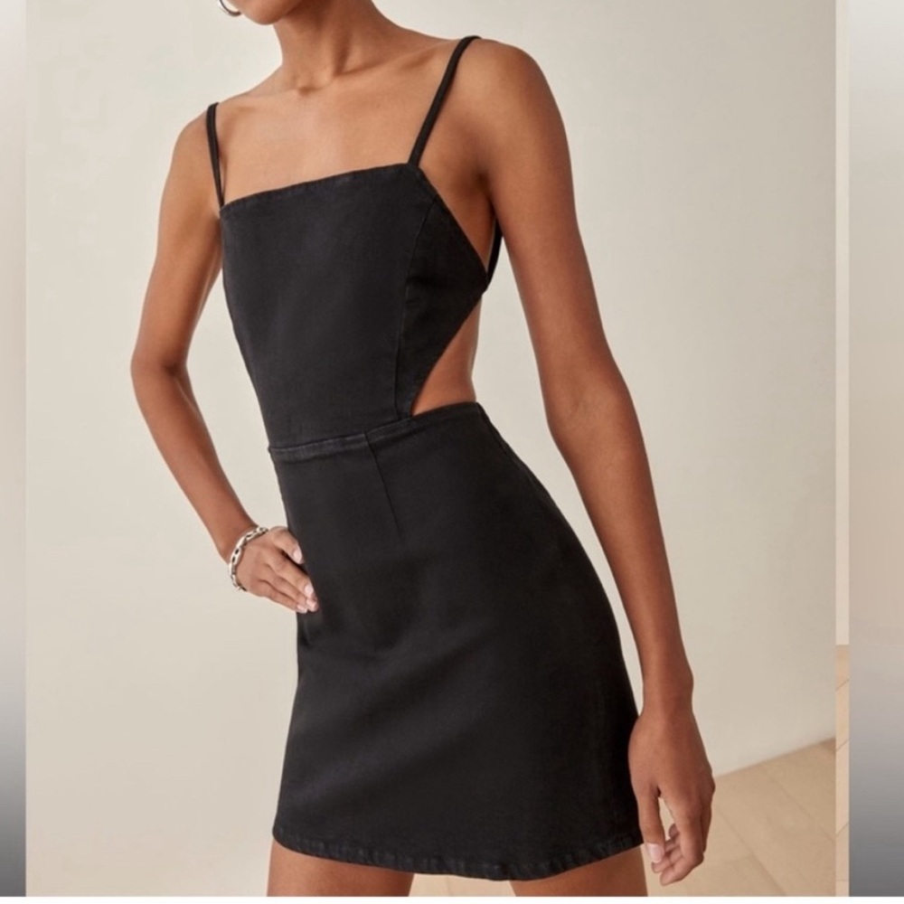 Reformation Katie Tie Back Denim Mini Dress - Size 4